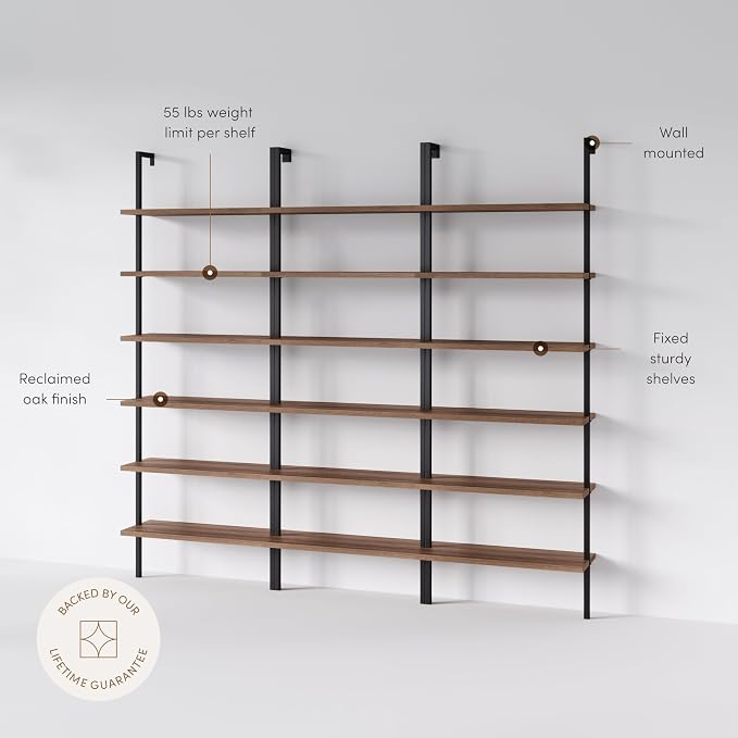 Nathan James Theo 6-Shelf Tall Bookcase, Wall Mount Bookshelf - Image 2