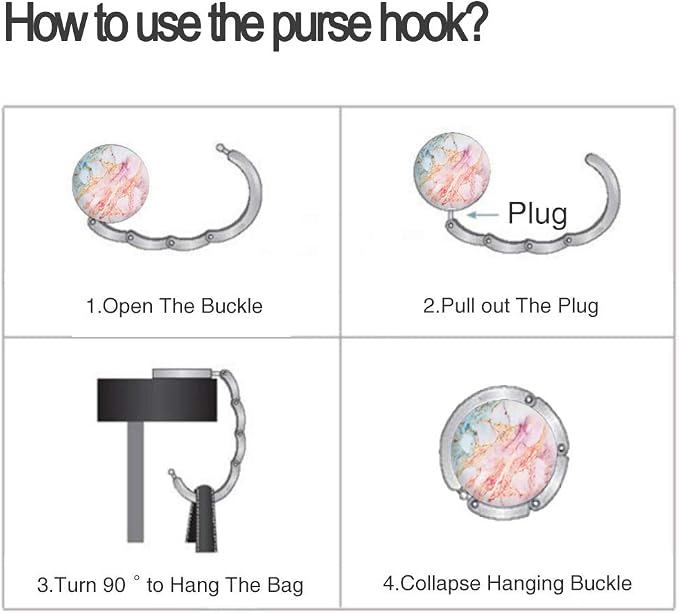 Bosketo Foldable Purse Hook Womens Bag Table Hanger Collection Desk Hooks - Image 4