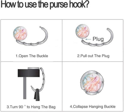 Bosketo Foldable Purse Hook Womens Bag Table Hanger Collection Desk Hooks - Image 4