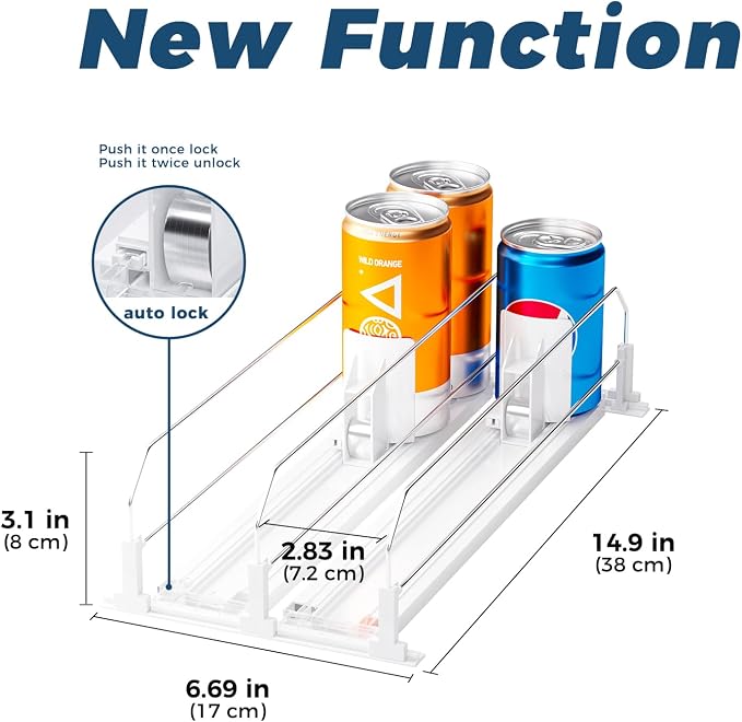 Puricon Drink Organizer for Fridge Pusher Glide, Spring Loaded Fridge Drink - Image 4