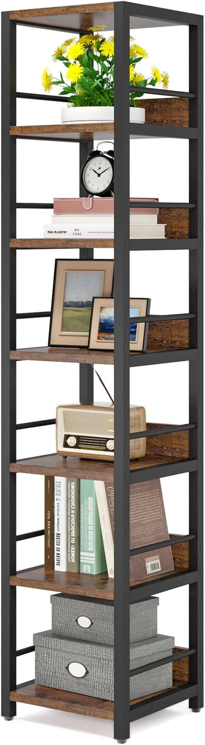 Tribesigns 6-Tier Corner Shelf, 75 Inch Tall Narrow Bookshelf Storage Rack | - Image 8