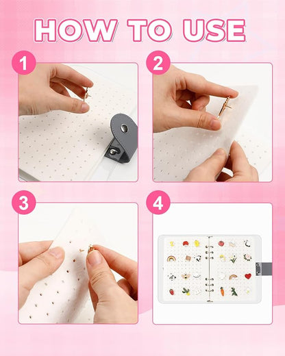 UCEC White Enamel Pin Display Book & 50 PCS Pin Backs, A5 Binder Album - Image 6
