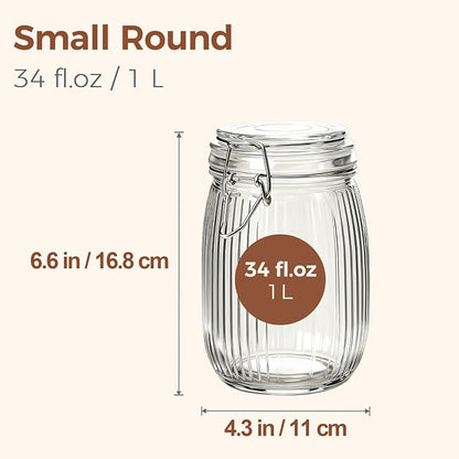 ComSaf Airtight Glass jar with lid 34oz Set of 3, Glass Storage Containers with - Image 2