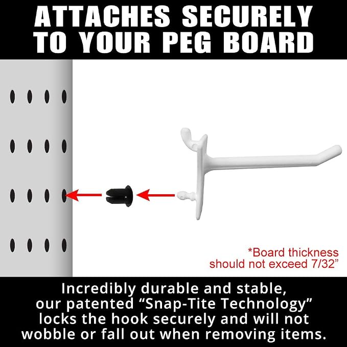 PegPro® 2" Hooks Kit for Standard “Wood Fiber” pegboard – Durable Plastic - Image 3