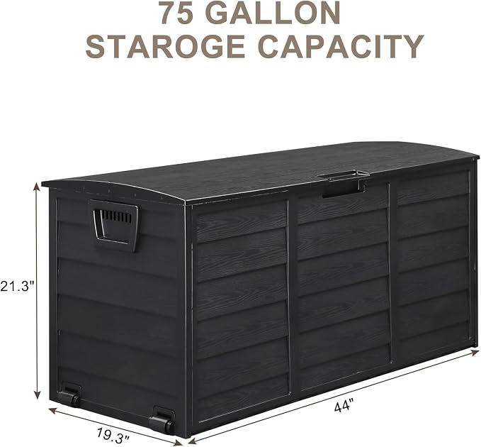 Deck Box, 75 Gallon Waterproof Resin Outdoor Storage Box - Image 5