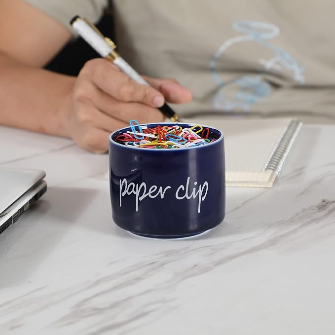 ONTUBE Porcelain Paper Clip Holders, Ceramic Paper Clip Organizer - Image 8
