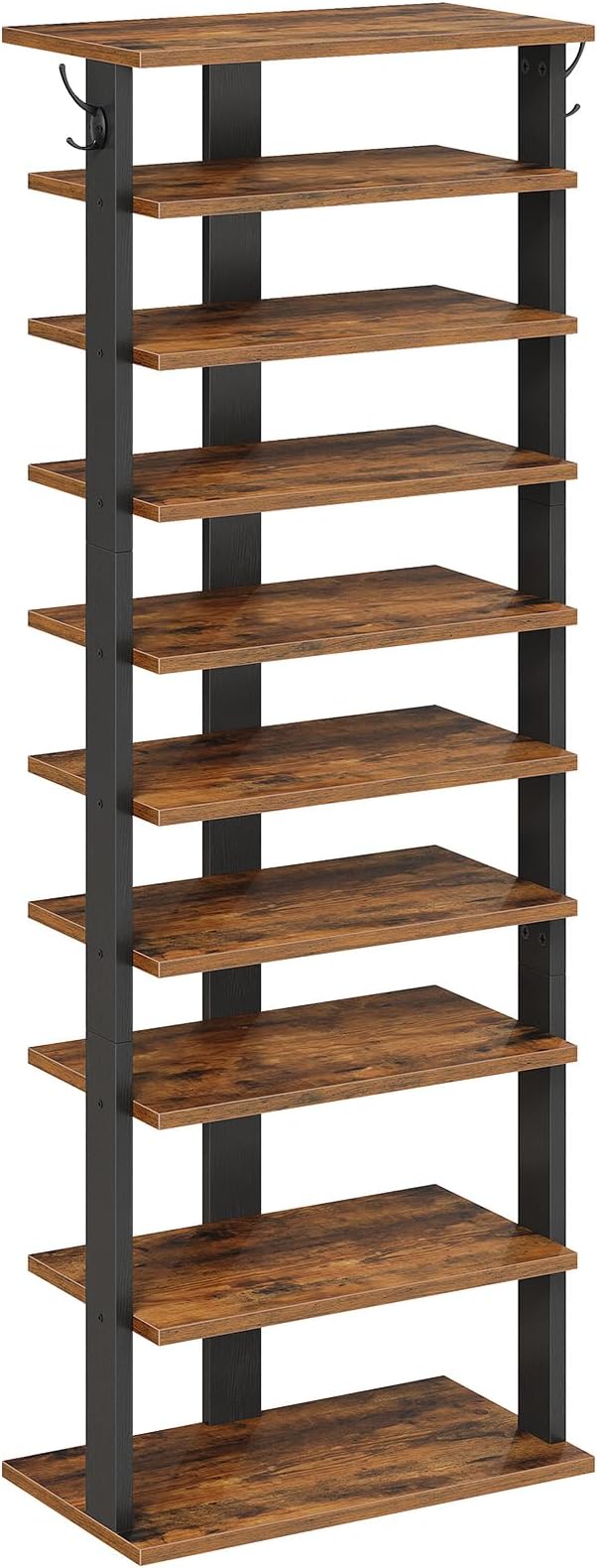 HOOBRO 10 Tiers Vertical Shoe Rack, Wooden Shoe Storage Organizer by HOOBRO