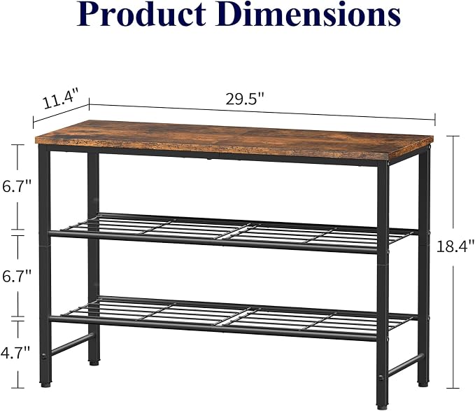 Kitsure Shoe Rack for Closet, Rustic Brown Shoe Organizer - Image 3