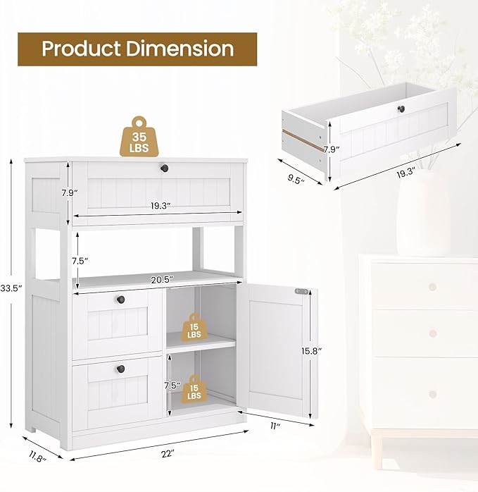 GRUSIGN Bathroom Cabinet, Modern Bathroom Floor Storage Cabinet Organizer - Image 3