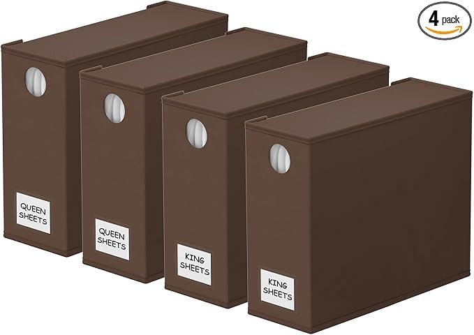 SpaceAid 4 Pack Bed Sheet Organizers and Storage, Foldable Sheet Organizer by SpaceAid
