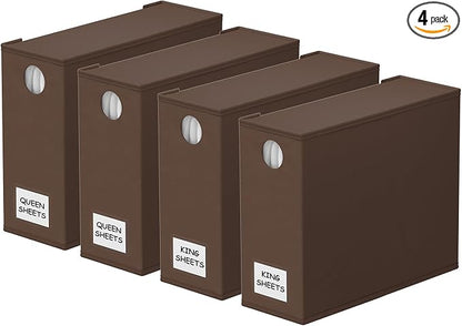 SpaceAid 4 Pack Bed Sheet Organizers and Storage, Foldable Sheet Organizer by SpaceAid