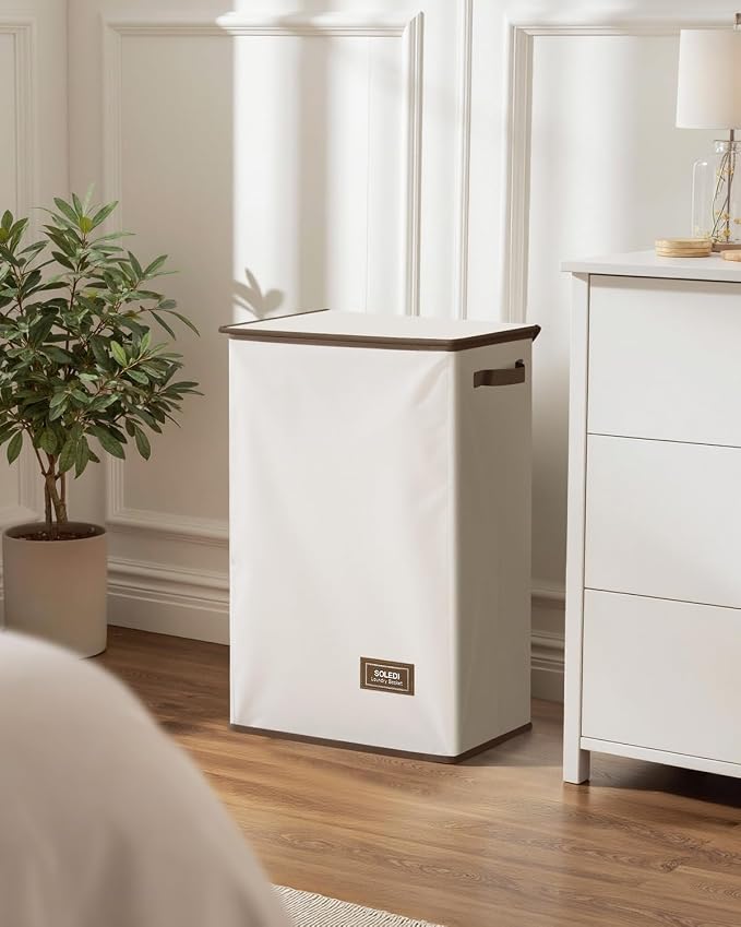 SOLEDI Laundry Hamper with Lid 90L Large & Tall Collapsible Laundry Basket - Image 7