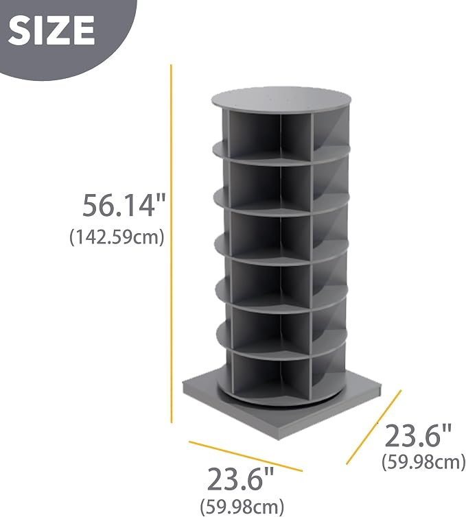 Rotating Shoe Rack Tower, Wooden Spinning Shoe Organizer, Free Standing 360° - Image 2
