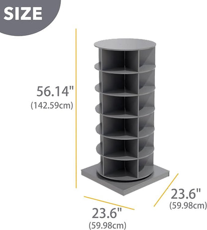 Rotating Shoe Rack Tower, Wooden Spinning Shoe Organizer, Free Standing 360° - Image 2