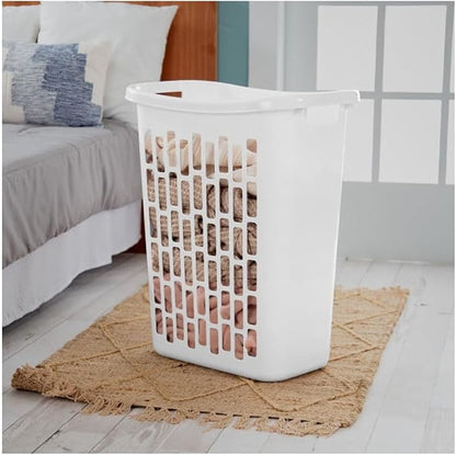 3-Pack of White Heavy-Duty Plastic Laundry Baskets. Large Capacity rectangular - Image 9