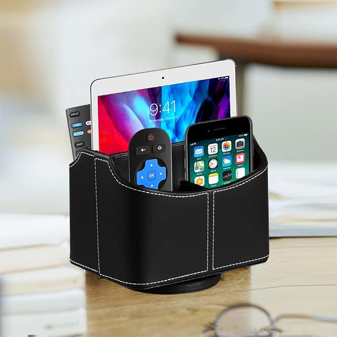 Leather 360° Spinning Remote Control Holder, Pencil Pen Holder - Image 6