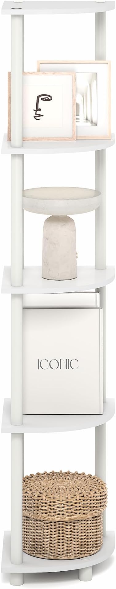 Furinno Turn-N-Tube Corner Shelf, 5-Tier Corner Bookshelf, Open Storage Shelves - Image 8