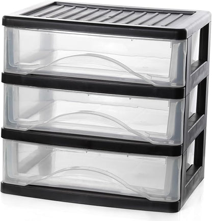 BYCY 3 Drawer Clear Stacking Desktop Organizer, Plastic Drawer Storage Container by BYCY
