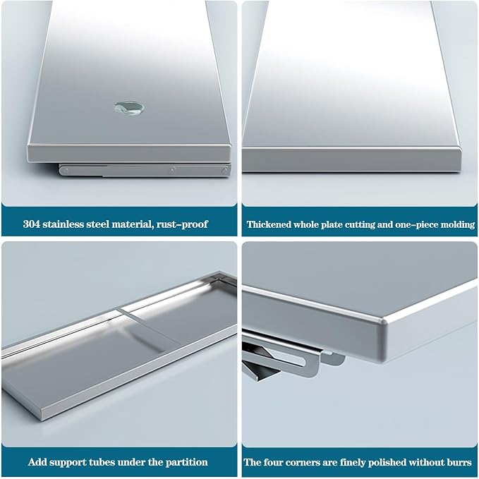 Wall Mounted Folding Table, 304 Stainless Steel Wall Folding Desk, Floating - Image 4