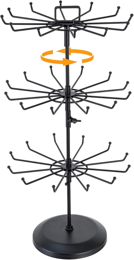 MyGift 3 Tier Classic Large Black Metal Jewelry Tree Holder Organizer by MyGiftHome