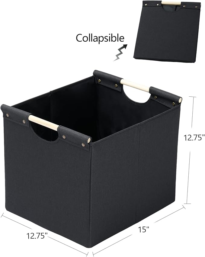 HOONEX Large Collapsible Storage Bins, Linen Fabric, Storage Baskets - Image 6