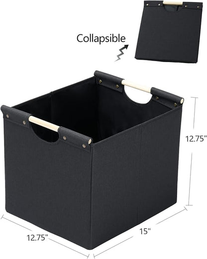 HOONEX Large Collapsible Storage Bins, Linen Fabric, Storage Baskets - Image 6