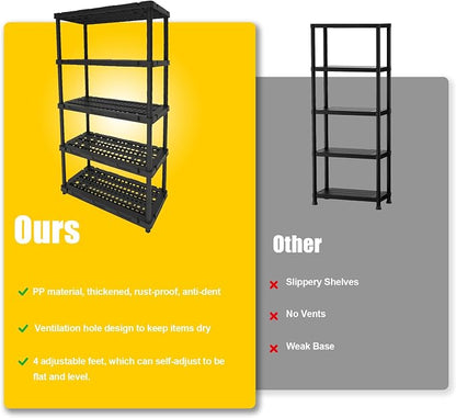 Plastic Storage Shelves, 4/5 Shelving Unit, Heavy Duty Storage Rack, Plastic - Image 9