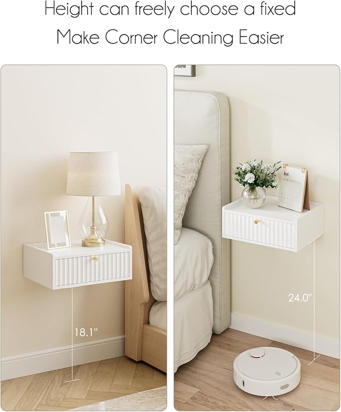 Floating Nightstand, Wall Mounted Night Stand - Image 6
