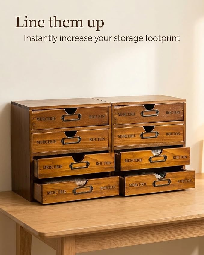 Modular Stackable Apothecary Cabinet 4 Drawer Desk Organizer - Image 8