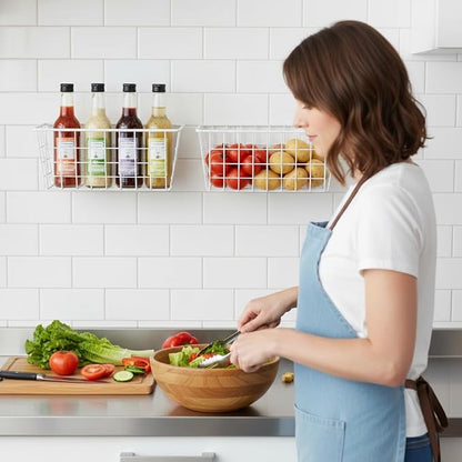 Hanging Kitchen Baskets Adhesive Sturdy Wire Storage Baskets - Image 3