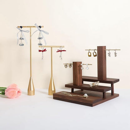 GemeShou 2pcs Gold earring display T bar stand, Big jewelry earring holders - Image 5