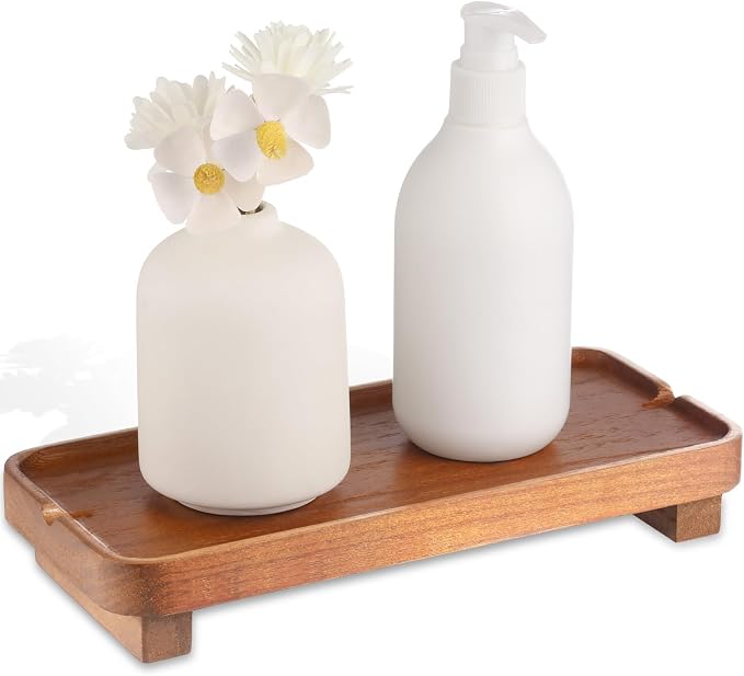Wood Riser Small Decorative Tray Sink Soap Dish, Vanity Tray Pedestal Stand 10 by Hiitytin