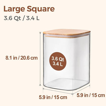 ComSaf 3.6Qt Glass Food Storage Containers, Cereal Storage Containers - Image 2