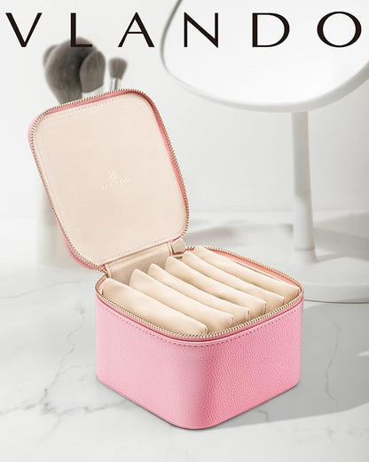 Vlando Travel Jewelry Box for Women, Faux Leather Jewelry Case - Image 2
