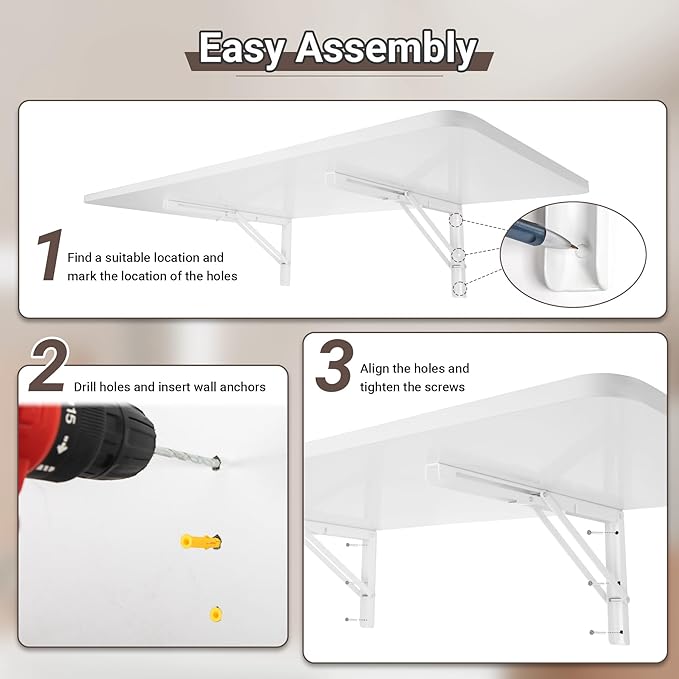 Wall Mounted Folding Table 47.2”L x 19.7”W, Laundry Folding Table - Image 5