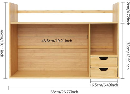 Bamboo Desktop Bookshelf 2-Tier Short Bookshelf - Image 2
