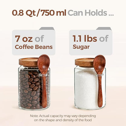 ComSaf of 2 Glass Coffee Canister, Airtight Coffee Container - Image 3
