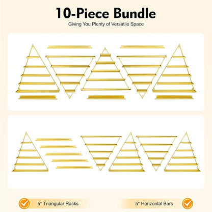 10PCS Gold Triangular Nail Polish Racks, 5 Tiers Wall-Mounted Nail Polish Racks - Image 5