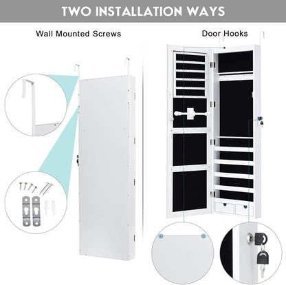 Giantex Jewelry Armoire Cabinet Wall Mounted Door Hanging, Lockable Jewelry - Image 5