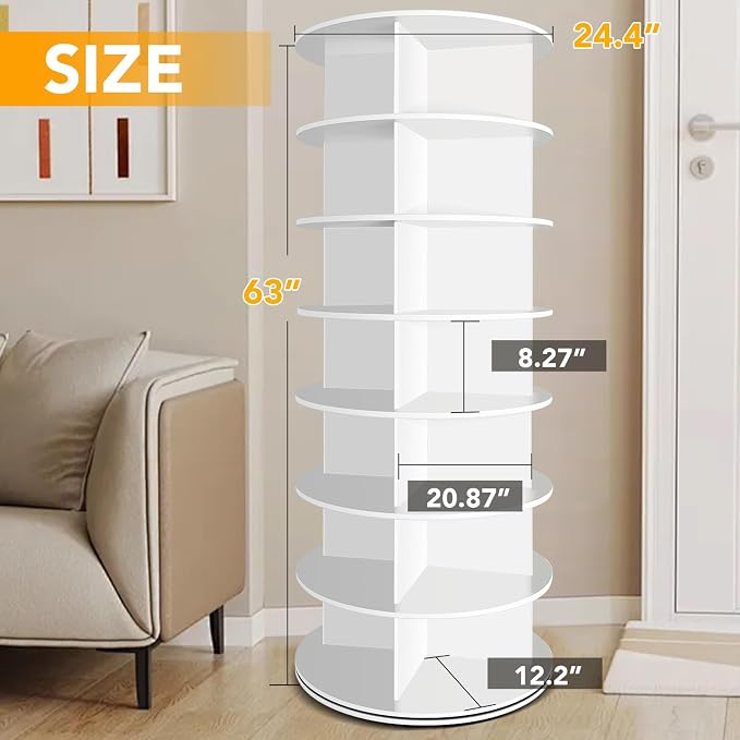 7 Tier Rotating Shoe Rack, 360° Revolving Free Standing Shoe Organizer - Image 3