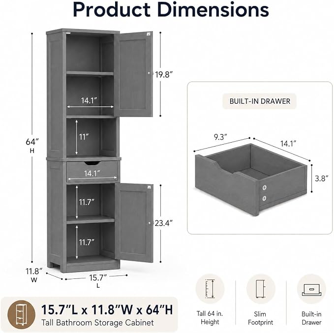 Walsunny Tall Bathroom Storage Cabinet - Image 2