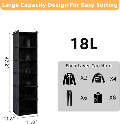 6-Shelf Hanging Closet Organizer and Storage, Collapsible Hanging Shelves - Image 2