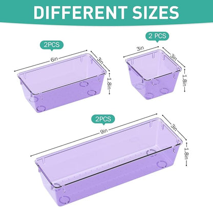 WOWBOX 9 Pack Clear Drawer Organizer Set, Acrylic Drawer Storage Trays - Image 2