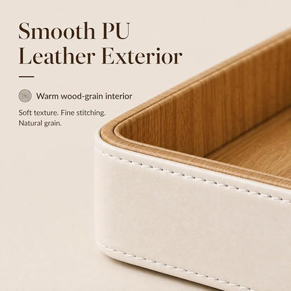 GORESE Rectangle Perfume Tray for Dresser, PU Leather Jewelry Tray for Vanity - Image 7