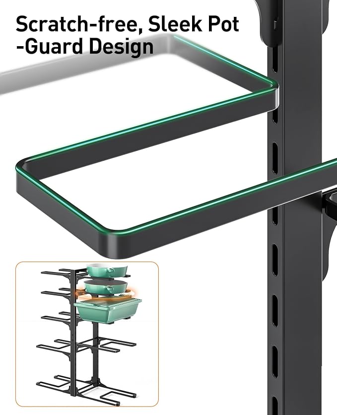 ORDORA Pots and Pans Organizer under Cabinet 23.62" Height, 10-Tier Kitchen - Image 7