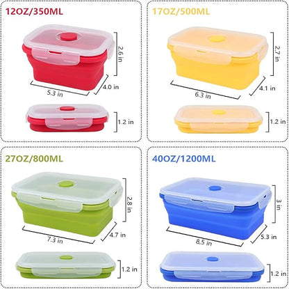 Set of 4 Collapsible Foldable Silicone Food Storage Container, Leftover Meal Box - Image 2
