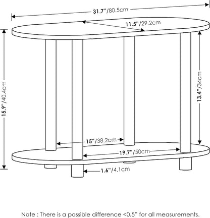 Furinno Turn-N-Tube No Tools Modern Oval Side Table, Bauhaus Oak/Beige - Image 3