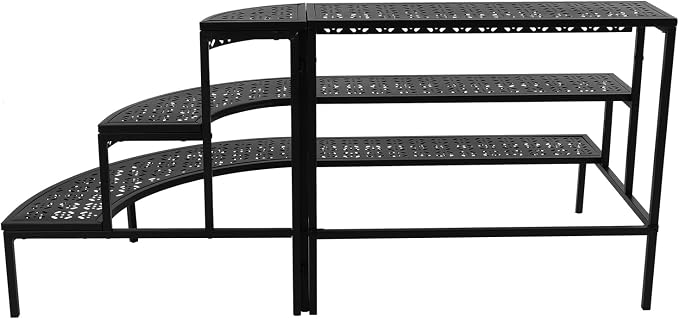 3 Tier Metal Plant Stand, Corner Flower Pot Holder Rack, Stair-Step Style - Image 9