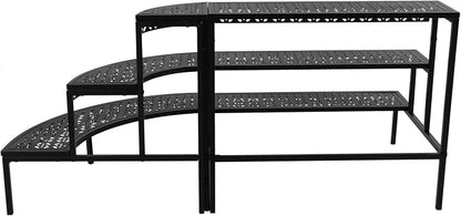 3 Tier Metal Plant Stand, Corner Flower Pot Holder Rack, Stair-Step Style - Image 9