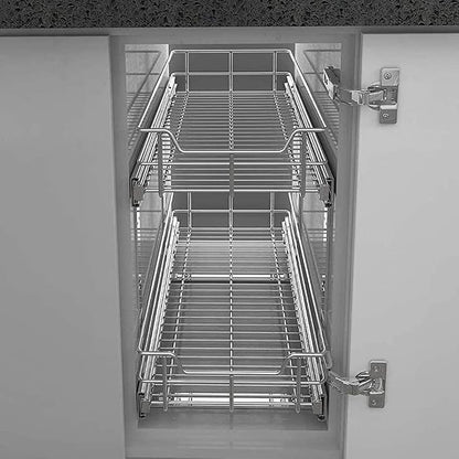 2 Tier Pull Out Cabinet Organizer 15" W X 22" D, Slide Out Drawers - Image 8